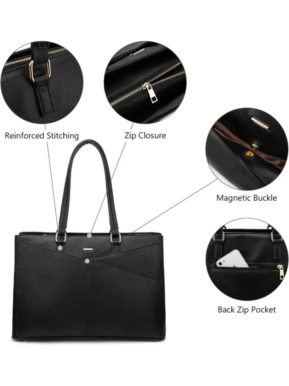 Stylish Waterproof Laptop Tote Bag for Women - 15.6 Inch, Perfect for Office
